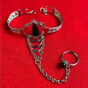 Elegant Black Obsidian Stone Slave Bracelet